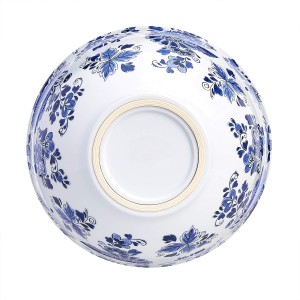 Amazon Basics Nesting Melamine Mixing Bowls with Lids and Non-Slip Base, Dishwasher Safe, Space Saving, 5 Sizes, Blue and White Floral, Set of 10