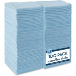 S&T INC. 100 Pack Microfiber Cleaning Cloth, Bulk Towels for Home, Reusable Microfiber Towels for Cars, Cleaning Rags, Light Blue, 11.5 Inches x 11.5 Inches, 100 Count