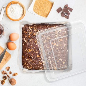 E-far 8 x 8-Inch Baking Pan with lid, Square Cake Brownie Baking Pans Stainless Steel Bakeware Set of 2, Non-toxic & Healthy, Easy Clean & Dishwasher Safe - 4 Pieces(2 Pans + 2 Lids)