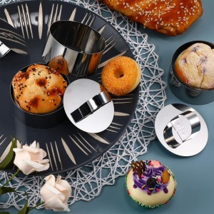 Patelai 12 Pieces Round Cake Mold Ring Stainless Steel Cake Mousse Mold Including Pushers 3.15 Inches Diameter