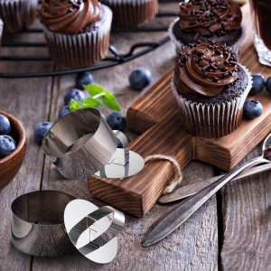 Patelai 12 Pieces Round Cake Mold Ring Stainless Steel Cake Mousse Mold Including Pushers 3.15 Inches Diameter