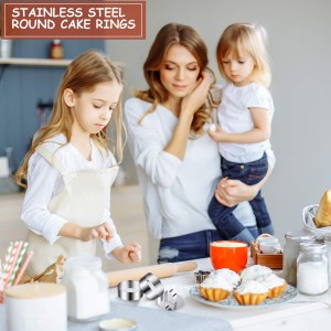 Patelai 12 Pieces Round Cake Mold Ring Stainless Steel Cake Mousse Mold Including Pushers 3.15 Inches Diameter