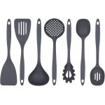 Glad Cooking Kitchen Utensils Set – 7 Pieces, Nylon Tools for Nonstick Cookware, Gray