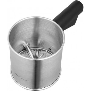 3 Cup Flour Sifter for Baking, Handheld Strainer Sifter Stainless Steel, Hand Crank Squeeze Sieve for Baking w/Comfortable Handle for Flour Powdered Sugar Cake - Baker Supplies