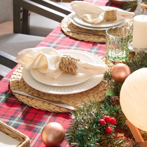 6 Pack, Round Woven Placemats, Natural Water Hyacinth Wicker Place mats, Braided Straw Table Mats, Charger Plates for Dining Table, Fall, Thanksgiving, Christmas (13.8 inch)