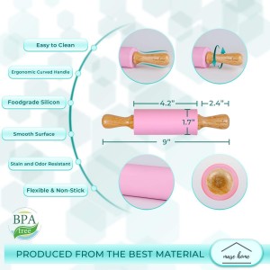 Mini Silicone Rolling Pin for Kids Baking – | Ideal for Toddlers, Playdough, Clay, Cookies & Pastry - 9