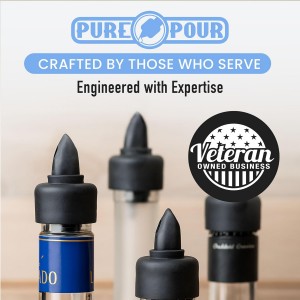 The Pure Pour Liquor Bottle Pourers - Leak-Proof Pour Spouts with Dust Caps – Fits Most Alcohol, Syrup, Olive Oil & Vinegar Bottles – Dishwasher Safe - 50 Pack