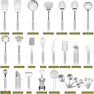 Stainless Steel Kitchen Utensil Set- Fungun 28 Pcs Cooking Nonstick Cookware Set with Spatula - Best Gadgets Tools Kitchen Accessories