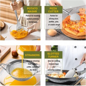 Stainless Steel Kitchen Utensil Set- Fungun 28 Pcs Cooking Nonstick Cookware Set with Spatula - Best Gadgets Tools Kitchen Accessories