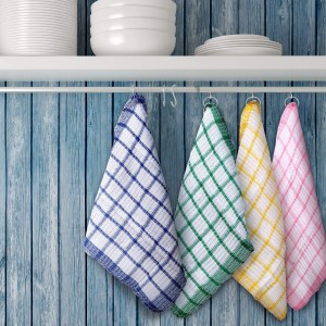 Boao 12 Pieces Kitchen Dish Cloths, Cotton, 4 Color, Square, 12