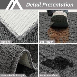 COSY HOMEER 48x20 Inch/30X20 Inch Kitchen Rug Mats Made of 100% Polypropylene 2 Pieces Soft Kitchen Mat Specialized in Anti Slippery and Machine Washable (Grey)