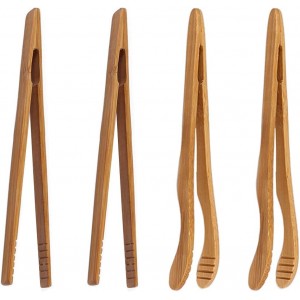 4 pack Bamboo Toaster Tongs - 7” Reusa...