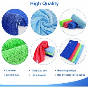 12Pcs Premium Microfiber Cleaning Cloth, Highly Absorbent Household Cleaning Supplies - for Kitchen Towels, Dish Cloths, Dust Rag