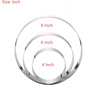 Large Round Cake Ring Set-4/6/8 Inch Biscuit Cutter Stainless Steel Circle Pancake Mold English Muffin Ring