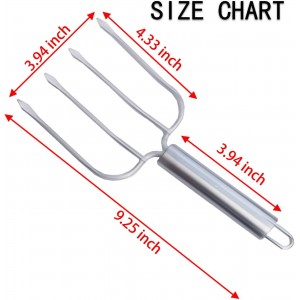 Stainless Steel Turkey fork Set of 2.- Transfer Chicken or Ham Poultry Lifters Easily, Four Needle Meat Fork, Professional Carving Roaster Poultry Forks