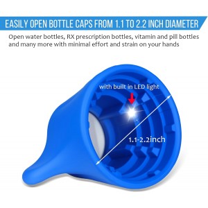 Remedic Medicine Bottle Opener with Magnifier & LED Light – Easy Grip Aid for Weak Hands – Non-Slip Mat for One-Handed Use – Arthritis-Friendly Multi-Opener – Senior Care Tools