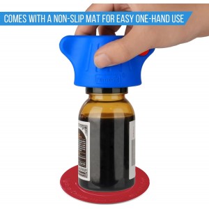 Remedic Medicine Bottle Opener with Magnifier & LED Light – Easy Grip Aid for Weak Hands – Non-Slip Mat for One-Handed Use – Arthritis-Friendly Multi-Opener – Senior Care Tools