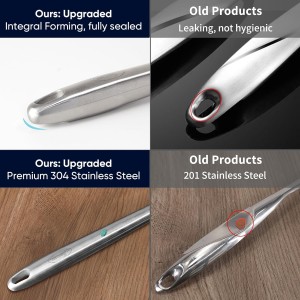 Skimmer Slotted Spoon, [Rustproof, Integral Forming, Durable] Newness 304 Stainless Steel Slotted Spoon with Vacuum Ergonomic Handle, Comfortable Grip Design Strainer Ladle for Kitchen, 16.8 Inches