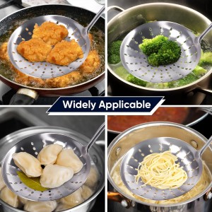 Skimmer Slotted Spoon, [Rustproof, Integral Forming, Durable] Newness 304 Stainless Steel Slotted Spoon with Vacuum Ergonomic Handle, Comfortable Grip Design Strainer Ladle for Kitchen, 16.8 Inches