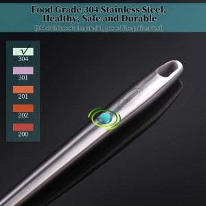 Skimmer Slotted Spoon, [Rustproof, Integral Forming, Durable] Newness 304 Stainless Steel Slotted Spoon with Vacuum Ergonomic Handle, Comfortable Grip Design Strainer Ladle for Kitchen, 16.8 Inches