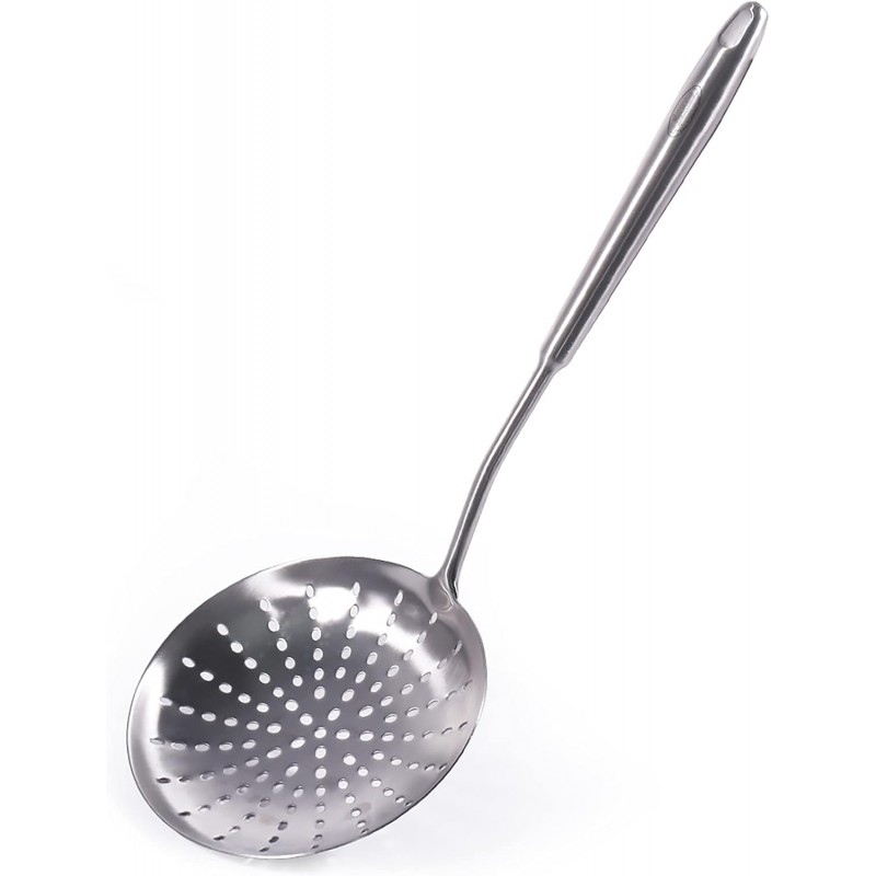 Skimmer Slotted Spoon, [Rustproof, Integral Forming, Durable] Newness 304 Stainless Steel Slotted Spoon with Vacuum Ergonomic Handle, Comfortable Grip Design Strainer Ladle for Kitchen, 16.8 Inches