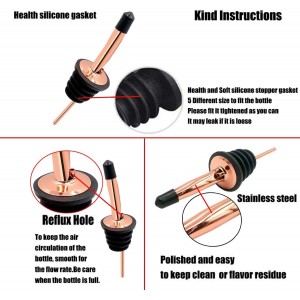 Bottle Pourers-10 Pcs Stainless Steel Wine Liquor Bottle Pourer Spout with Covers,Liquor Pourers Tapered Spout,for Oil,Wine,Vinegar and Liquid(Rose Gold+Dust Caps)