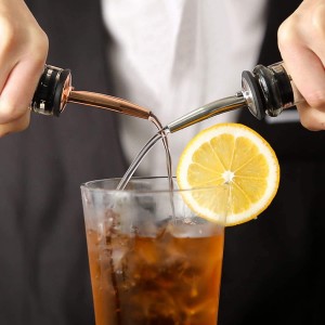 Bottle Pourers-10 Pcs Stainless Steel Wine Liquor Bottle Pourer Spout with Covers,Liquor Pourers Tapered Spout,for Oil,Wine,Vinegar and Liquid(Rose Gold+Dust Caps)