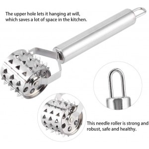 Fdit Stainless Steel Meat Tenderizer Strong Roller Beef Steak Chicken Mallet Hammer with Ergonomic Handle for Any Meat Kitchen Tool Silver