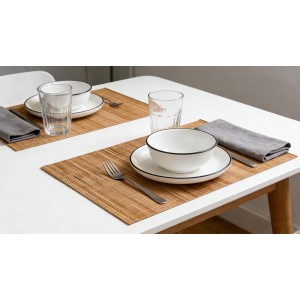 Dining Table Placemat, Heat-Resistant Place Mat Stain Resistant Anti-Skid Washable Bamboo Table Mat Placemat Kitchen Table mat