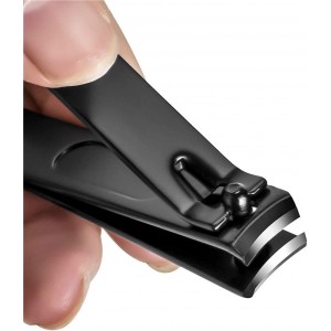 Nail Clippers Set, Sharp Stainless Steel Fingernail Clipper & Toenail Clippers, Black Nail Cutter, Large and Small 2 Piece Set.