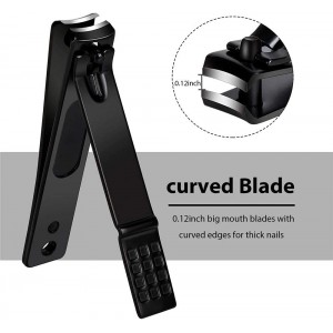 Nail Clippers Set, Sharp Stainless Steel Fingernail Clipper & Toenail Clippers, Black Nail Cutter, Large and Small 2 Piece Set.