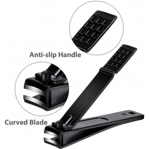 Nail Clippers Set, Sharp Stainless Steel Fingernail Clipper & Toenail Clippers, Black Nail Cutter, Large and Small 2 Piece Set.