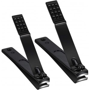 Nail Clippers Set, Sharp Stainless Steel Fingernail Clipper & Toenail Clippers, Black Nail Cutter, Large and Small 2 Piece Set.