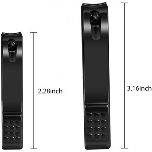 Nail Clippers Set, Sharp Stainless Steel Fingernail Clipper & Toenail Clippers, Black Nail Cutter, Large and Small 2 Piece Set.