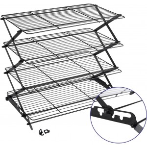 Geesta 2/3/4-Tier Upgraded Collapsible Cooling Rack with Adjustable 3 Setting Design Stackable Roasting Cooking Drying Wire Cooling Rack for Cookies Baking Gifts for Women