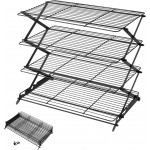 Geesta 2/3/4-Tier Upgraded Collapsible Cooling Rack with Adjustable 3 Setting Design Stackable Roasting Cooking Drying Wire Cooling Rack for Cookies Baking Gifts for Women