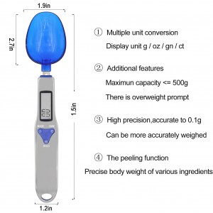 3T6B Grams Digital Kitchen Measuring Spoon,Three Different Specifications Food Scale Spoon with Scale Design, Weight from 0.1 Grams to 500 Grams Support Unit g/oz/gn/ct (with 2 AAA Batteries)