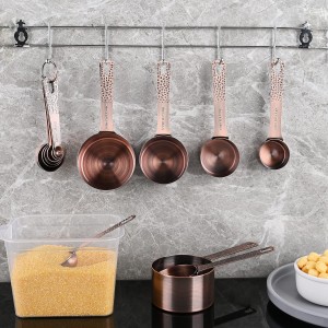 Smithcraft Measuring Spoons Set 7, Copper Plated Measuring Spoons Set for Baking & Kitchen, Metric &US Stainless Steel Measure Tools with Leveler for Dry & Liquid