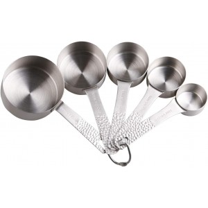 Smithcraft Measuring Cups 5pcs Stainless Steel Measuring Cups Set 18/8 (304) Steel Material Heavy Duty Measurer cups Color Silver (Siliver-5cups+1ring)