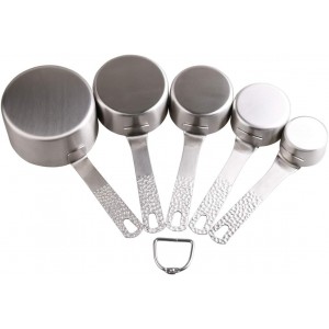 Smithcraft Measuring Cups 5pcs Stainless Steel Measuring Cups Set 18/8 (304) Steel Material Heavy Duty Measurer cups Color Silver (Siliver-5cups+1ring)