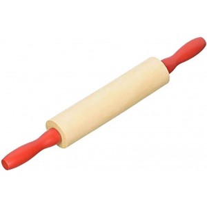 The Dreidel Company Mini Rolling 7.5 Inch (Pack of 6) Rolling Pin for Play Dough - Wood Kids Rolling Pin For Little Bakers, With Red Handles Arts and Crafts Clay Roller, 7.5