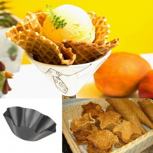 Tortilla Pan Set - 6 Pack Carbon Steel Non-Stick Taco Salad Bowl Tortilla Shell Maker Black Baking Pans with a Silicone Potholder and a Basting Brush (Large)