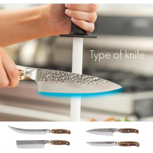 Smith’s 51205 8 Inch Oval Ceramic Sharpening Rod – Soft Rubber Handle – 2-Stage Sharpener – Kitchen, Chef, Straight + Serrated Edge Knife Sharpener – Hone & Realigns Knife Edge