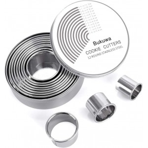12 Pieces Round Cookie Biscuit Cutter Se...