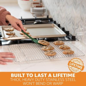 PriorityChef 18/8 Stainless Steel Cooling Rack, Heavy Duty Baking Rack For Oven Cooking, Fits Quarter Sheet Pan, Wire Rack For Cooking, Bacon, Cookie Cooling Rack, 8.5