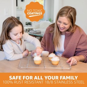 PriorityChef 18/8 Stainless Steel Cooling Rack, Heavy Duty Baking Rack For Oven Cooking, Fits Quarter Sheet Pan, Wire Rack For Cooking, Bacon, Cookie Cooling Rack, 8.5