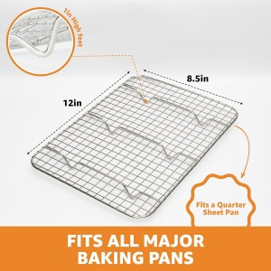 PriorityChef 18/8 Stainless Steel Cooling Rack, Heavy Duty Baking Rack For Oven Cooking, Fits Quarter Sheet Pan, Wire Rack For Cooking, Bacon, Cookie Cooling Rack, 8.5
