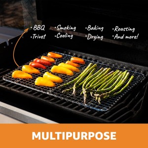 PriorityChef 18/8 Stainless Steel Cooling Rack, Heavy Duty Baking Rack For Oven Cooking, Fits Quarter Sheet Pan, Wire Rack For Cooking, Bacon, Cookie Cooling Rack, 8.5