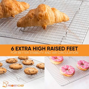 PriorityChef 18/8 Stainless Steel Cooling Rack, Heavy Duty Baking Rack For Oven Cooking, Fits Quarter Sheet Pan, Wire Rack For Cooking, Bacon, Cookie Cooling Rack, 8.5