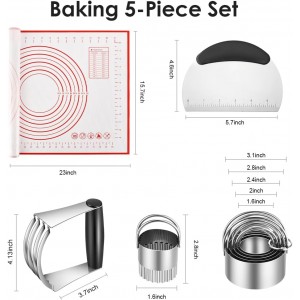 Pastry Cutter, Biscuit Cutter, Dough Scraper, Silicone Baking Mats, Stainless Steel Pastry Blender Set, Dough Cutter Biscuit Cutter Baking Pastry Mat Dough Blender Tools & Pastry Utensils (5 Pcs/Set)